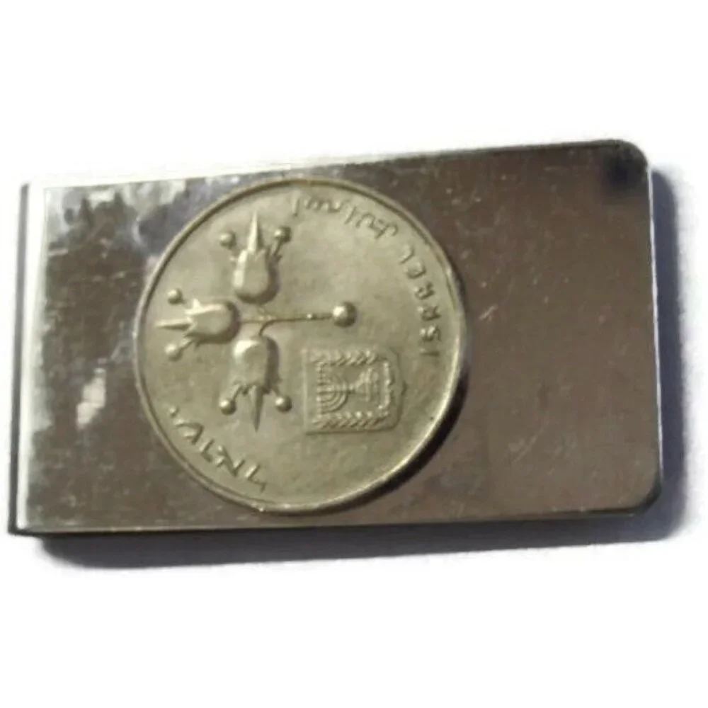 Israel Coin Money Clip Stainless Steel Wallet Cash ID Holder Silver